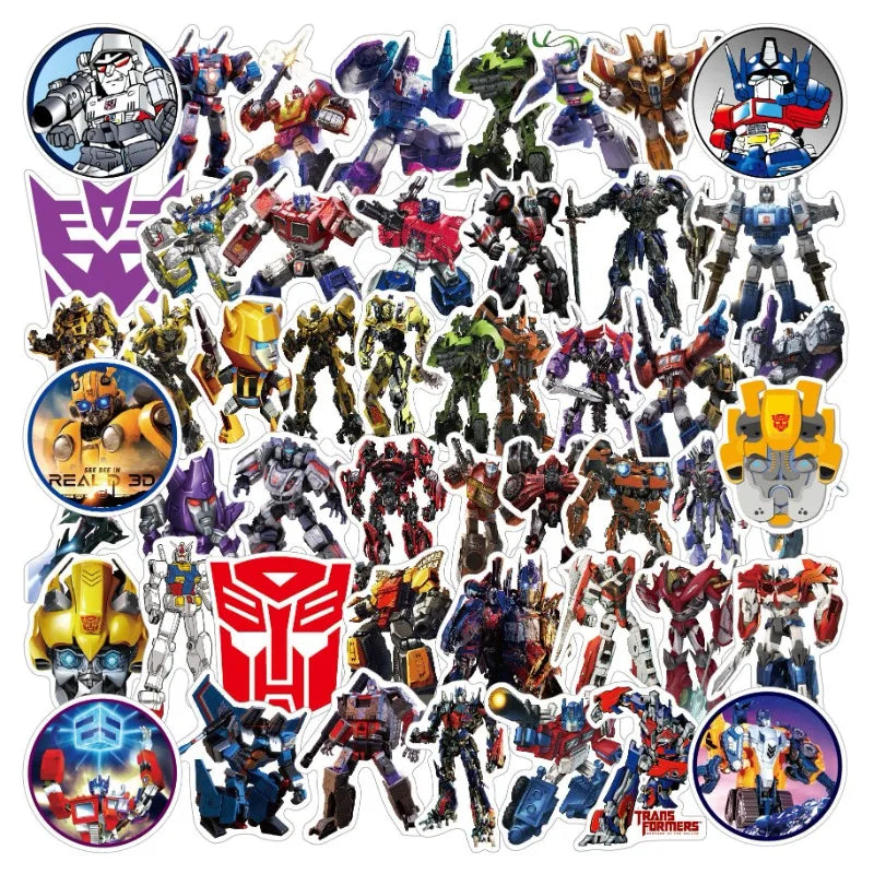 50pcs Transformers Stickers for Laptop, Phone, Scooter, Suitcase, Water Bottle, Stationery, Refrigerator (Online Order Only)