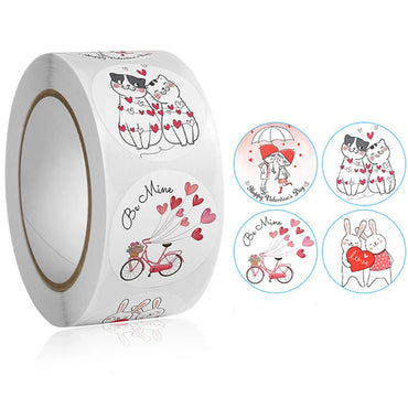 100-500pcs Cartoon Love Stickers Happy Valentine's Day Wedding Invite Card Decorate Candy Gift Box Tags Seal Lables (ONLINE ORDER ONLY)