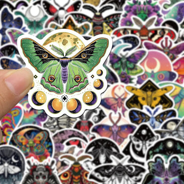 10/50Pcs Cute Dark Gothic Moon Ghost Moth Stickers Aesthetic DIY Motorcycle Luggage Car Skateboard Laptop Bike Phone Toy Sticker (ONLINE ORDER ONLY)
