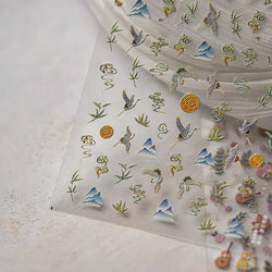 Autumn Fall Sunflower Rabbit Leaves Crane Rose Sun Mountain Hill Produce Good Harvests Cookie Nail Art Sticker Decoration Decals (ONLINE ORDER ONLY)