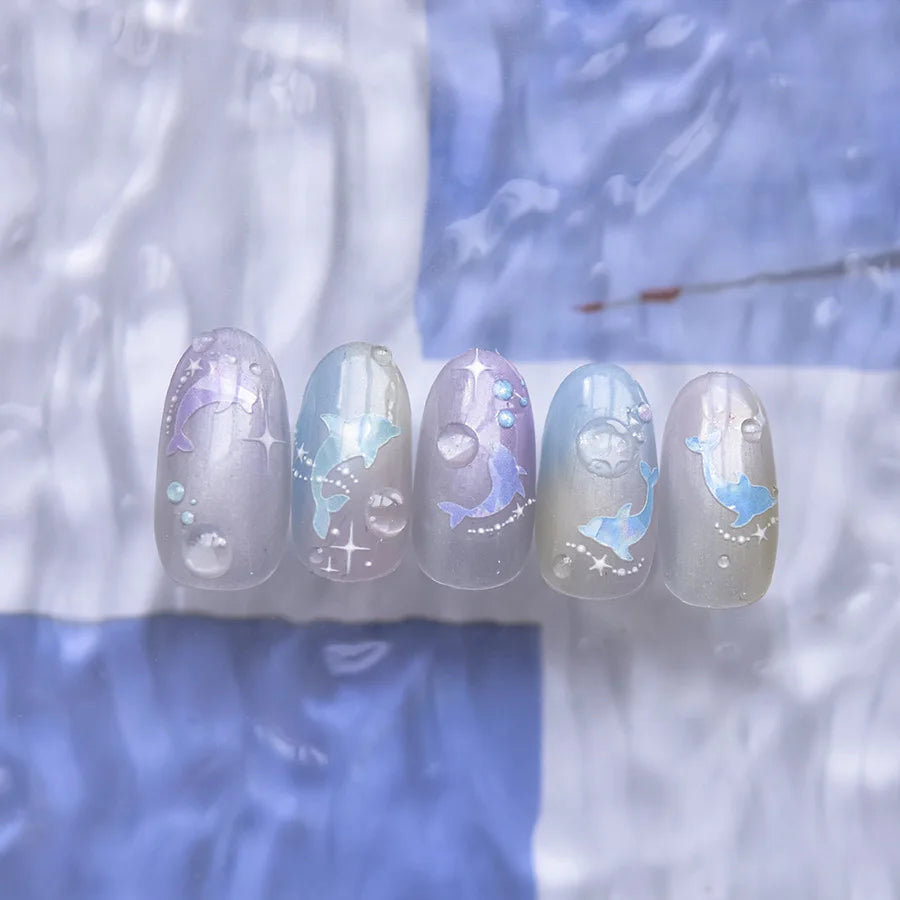Summer Beach Dreamy Water Bubble Mermaid Shell Conch Starfish Jellyfish Soft Relief Decoration Nail Art Stickers Manicure Decals (ONLINE ORDER ONLY)