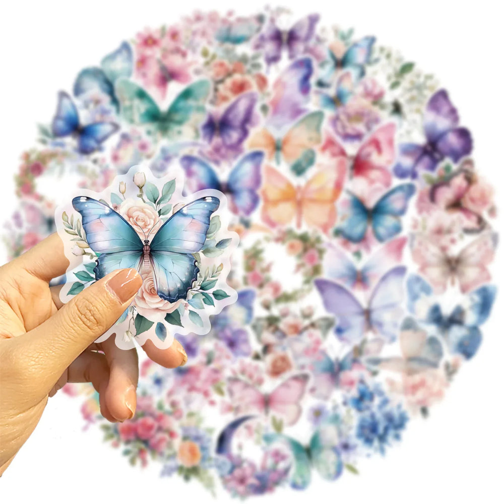 Butterfly Transparent Stickers 10/30/50PCS DIY Luggage Laptop Phone Car Decals (Online Order Only)