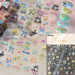 Summer Beach Bikini Watermelon Hat Sandals Ice Cream Shell Conch Starfish Cat Duck Nail Art Decoration Stickers Manicure Decals (ONLINE ORDER ONLY)