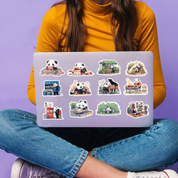 50pcs Diary Life Panda Cartoon Graffiti Stickers Decorative Guitar Phone Stationery Vinyl Animal Sticker Kawaii Kid Toy ﻿ (ONLINE ORDER ONLY)