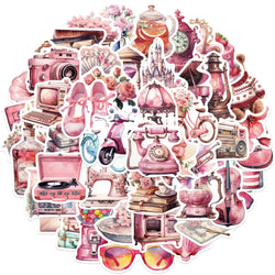 60PCS Cute Pink Girl Graffiti Stickers Aesthetic Decals for Water Bottles Laptop Scrapbook Phone Decoration Sticker Toys (ONLINE ORDER ONLY)