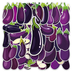 50Pcs Eggplant Cartoon Waterproof Vinyl Stickers for Skateboard Snowboard (ONLINE ORDER ONLY)