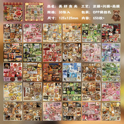 30 Pages Cute Y2K Japanese Food Cut Film Sticker Book Journal Handbook Scrapbooking Kawaii Decoration Sticker Gift (ONLINE ORDER ONLY)