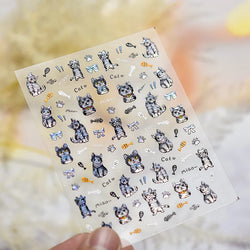 Cute Cat Eye Fishbone Animals Leopard Cat Ginger Cat Kitten Exclamation Point Paw Self Adhesive Nail Art Sticker Manicure Decals (ONLINE ORDER ONLY)