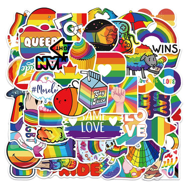 10/30/50Pcs Colorful Rainbow Funny LGBT Gay Pride Stickers On Skateboard Guitar Motorcycle Car Scrapbooking Laptop Suitcase Toys (ONLINE ORDER ONLY)