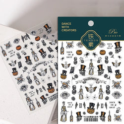 Halloween Ghost Pumpkin Bat Coffin Cat Spider Demon Jelly Self Adhesive Nail Art Sticker Terrifying Candy Candle Manicure Decals (ONLINE ORDER ONLY)