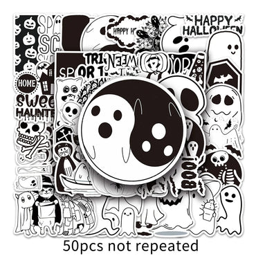 10/30/50PCS Cute Halloween Stickers Kawaii Ghost Decals DIY Decoration For Skateboard Phone Helmet Bike Cartoon Sticker Kids Toy (ONLINE ORDER ONLY)