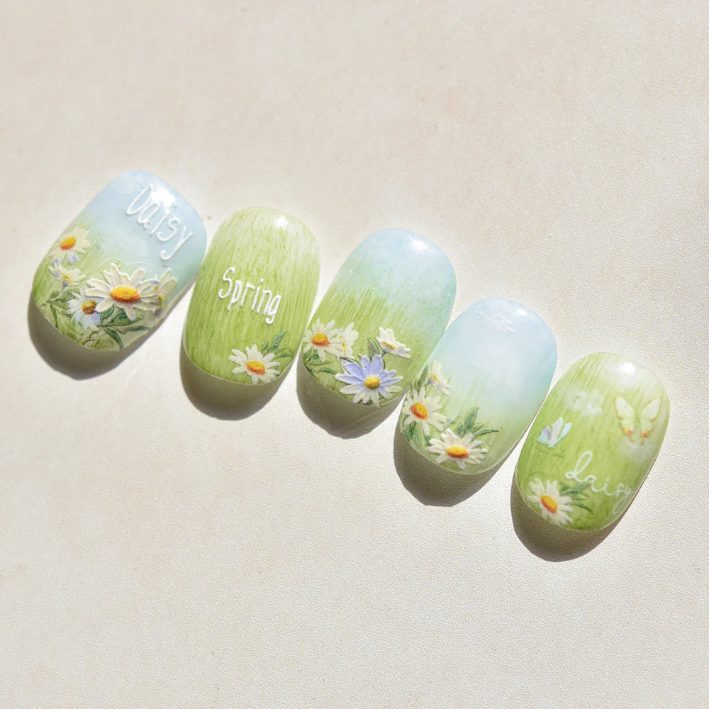 Rural Style White Daisy Flower Butterfly Small Wildflowers 5D Soft Embossed Relief Adhesive Nail Art Stickers 3D Manicure Decals (ONLINE ORDER ONLY)