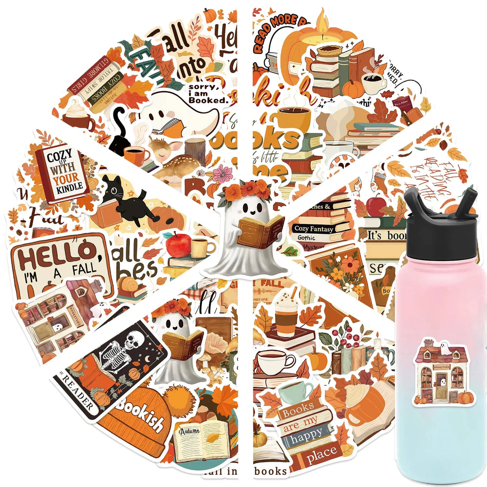 50Pcs Bookish Fall Stickers For Water Laptop Skateboard Computer Luggage Decals Motivational Scrapbook Sticker (ONLINE ORDER ONLY)