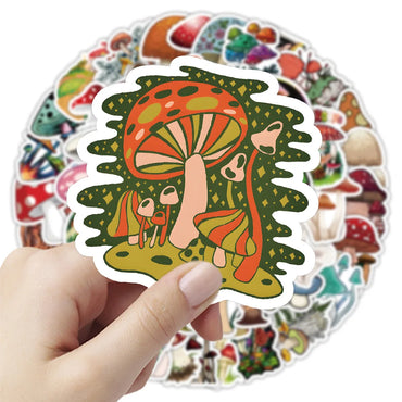 10/30/72PCS Vivid Mushrooms Stickers Plant Cartoon Decals DIY Diary Scrapbook Laptop Guitar Bike Graffiti Sticker Gift Kids Toy (ONLINE ORDER ONLY)