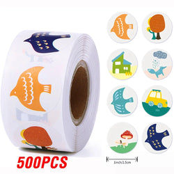 100-500pcs 1inch Cute Cartoon Stickers Round Reward Sticker Adhesive Labels for Classic School Teacher Kids Toy Sealing Lables (ONLINE ORDER ONLY)
