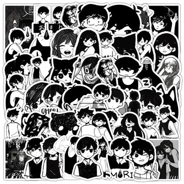 10/30/50pcs Black White Game Omori Graffiti Stickers Decals DIY Skateboard Laptop Motorcycle Luggage Car Bike Waterproof Sticker (ONLINE ORDER ONLY)