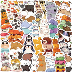 60pcs Cartoon Fun Animal Sticker Toy Skateboard Guitar Computer Refrigerator Desk Personality Graffiti Creative Decoration (ONLINE ORDER ONLY)