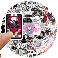 50pcs Aesthetic Dark Romance Reader Stickers Cartoon Bookish Sticker Luggage Laptop Guitar Phone Waterproof Vinyl Book Decals (ONLINE ORDER ONLY)