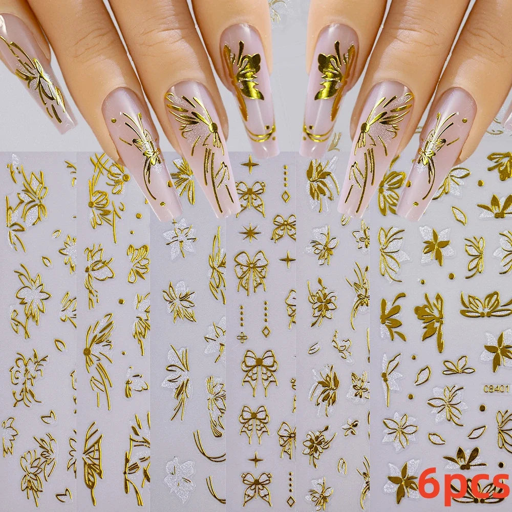 6 Sheets Moon/Star Nail Art Sticker Adhesive Gold Color Sticker Sheets Universal Constellation Shapes Sticker Art Decoration (ONLINE ORDER ONLY)