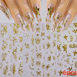 6 Sheets Moon/Star Nail Art Sticker Adhesive Gold Color Sticker Sheets Universal Constellation Shapes Sticker Art Decoration (ONLINE ORDER ONLY)