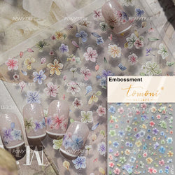 Colorful Dried Flowers Wreath Floral Plant Petal Bud Garden Charming 5D Reliefs Self Adhesive Nail Art Stickers Manicure Decals (Online Order Only)