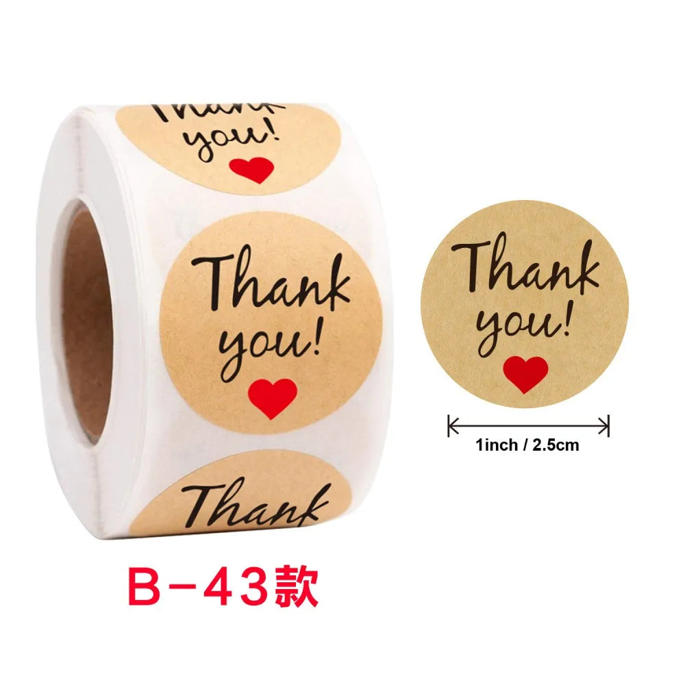 50-500pcs Round Natural Kraft Handmade Thank You Stickers Scrapbooking For Gift Baking Package Adhesive Sticker Seal Labels (ONLINE ORDER ONLY)