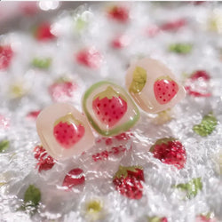 Cute Fresh Fruit Lovely Red Strawberry Grape Cherry Peach 3D Jelly Design Dopamine Self Adhesive Nail Art Sticker Manicure Decal (Online Order Only)