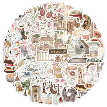 10/30/50/120pcs Ins Style Cartoon Art Vintage Stickers Retro Decal Motorcycle Luggage Notebook Laptop Phone Decoration Sticker (ONLINE ORDER ONLY)