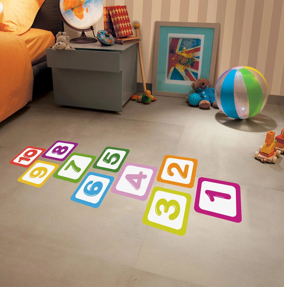 Hopscotch Floor Stickers Lattice Number Game Kindergarten Children Room Cartoon Wall Stickers Waterproof (ONLINE ORDER ONLY)