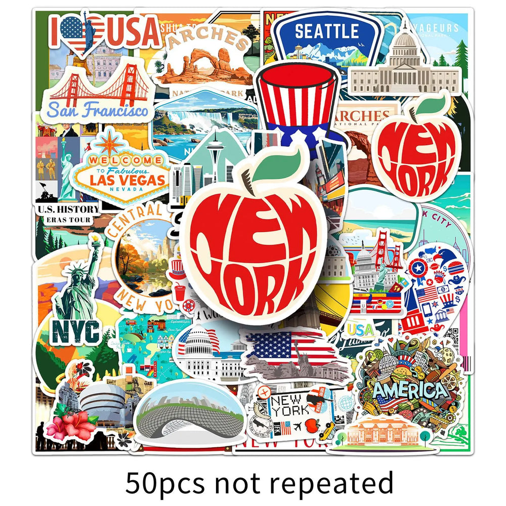 50pcs Outdoor Scenery Graffiti Stickers for Helmet, Wall, Desktop Decoration (ONLINE ORDER ONLY)