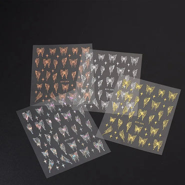 3D Nail Stickers Gold Silver Rose Gold Butterfly Moon Sun Adhesive Sliders (ONLINE ORDER ONLY)