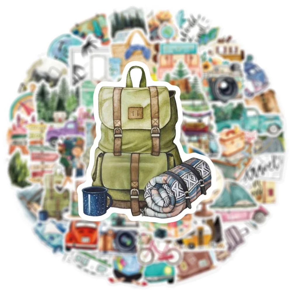 50Pcs Outdoor Travel Stickers Laptop Bicycle Guitar Skateboard Sticker Kid DIY Graffiti Waterproof Stickers Toy (ONLINE ORDER ONLY)