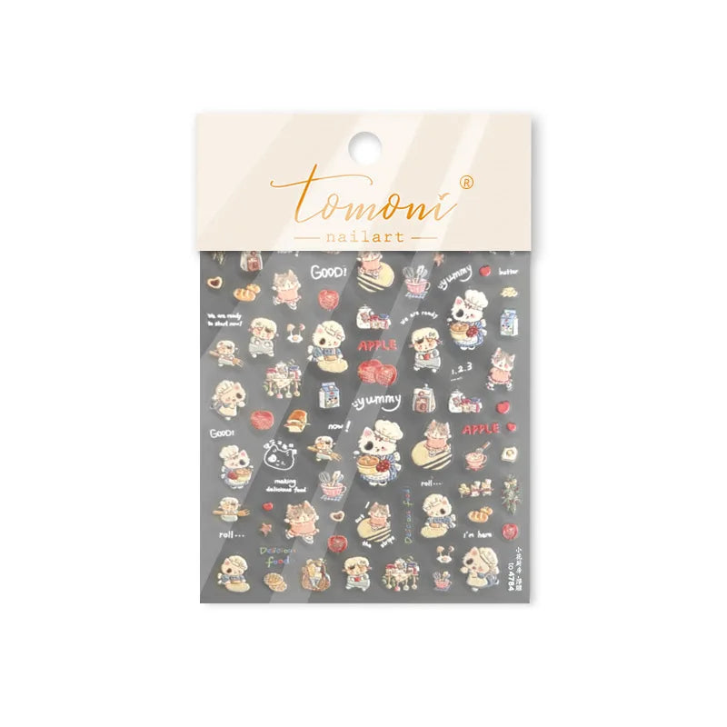 Sweater Glovesvacuum Cup Milk Fallen Leaves Kitten Adhesive Nail Art Stickers Warm Suitpinecone Kitchenware Cat Manicure Decals (ONLINE ORDER ONLY)