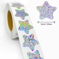 500pcs/roll Holographic Color Star Stickers for Wall Crafts Classroom Teachers Supplies for Kids Reward Foil Star Label Stickers (ONLINE ORDER ONLY)