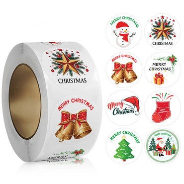 100-500pcs Merry Christmas Stickers 1Inch Round Christmas Seal Labels Stickers For Handmade Sticker Card Box Package Labels (Online Order Only)