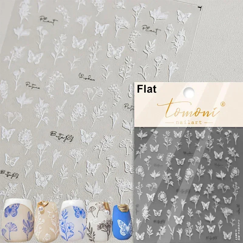 Charming Golden Gradient Shiny Rhinestone Jelly Butterfly Flower Petal Bowknot 3D Self Adhesive Nail Art Sticker Manicure Decals (ONLINE ORDER ONLY)