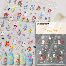 Field Bouquet Canola Flowers Daisy Tulip Garden Lavender Spring Embossed Reliefs Self Adhesive Nail Art Stickers Manicure Decals (ONLINE ORDER ONLY)