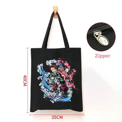 Demon Slayer Canvas Bag: Nezuko & Tanjiro Zipper Tote (ONLINE ORDER ONLY)
