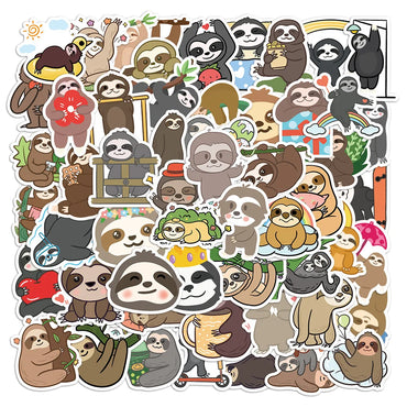 10/30/50PCS Cute Sloth Cartoon Stickers Kawaii Animals Decals Graffiti Toys DIY Skateboard Laptop Phone Fridge Car Kids Sticker (ONLINE ORDER ONLY)