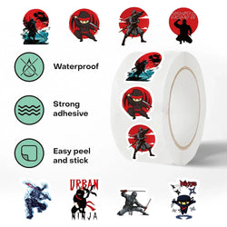 500Pcs/Roll The Ninja Game Sticker Seal Labels Cute Stationery Sticker Scrapbooking for Craft Birthday Party Gift Packaging (ONLINE ORDER ONLY)