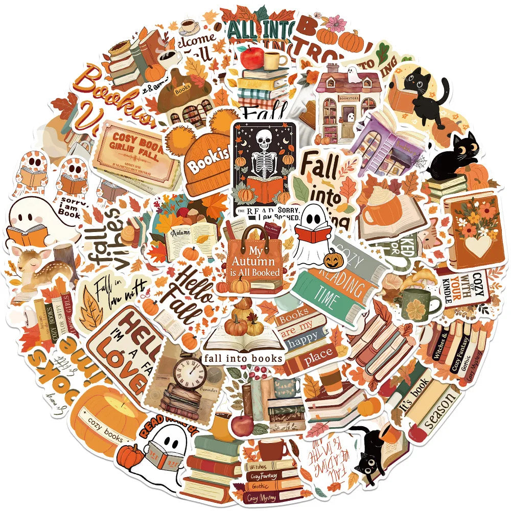 10/50pcs Aesthetic Bookish Fall into Reading Stickers Kindle Book Reader Girl Decals DIY Phone Laptop Scrapbook Diary Sticker (ONLINE ORDER ONLY)