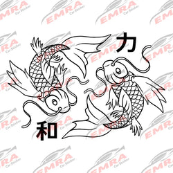 Koi Fish for Car Sticker External Accessories Decoration Windshield Outdoor Sticker Strength and Harmony Waterproof Vinyl Decals (ONLINE ORDER ONLY)
