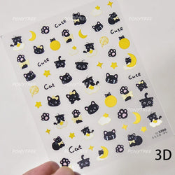 Mysterious Egyptian Cat Totem Eye Symbol Black Pharaoh Kitty Paw Sun Self Adhesive Nail Art Stickers Manicure Decals Wholesale (Online Order Only)