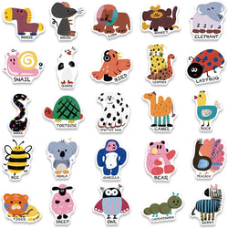 50pcs Vinyl Laptop Decals Cute Cartoon Animals Waterproof Graffiti For Luggage Phone Guitar Bicycle Car Stickers Kids Toy (ONLINE ORDER ONLY)