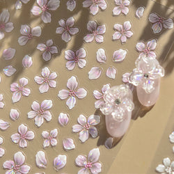 Vigour Crystal Flower Peach Blossom Garden Springtime Petal Self Adhesive Nail Art Stickers Chic Jelly Rhinestone Manicure Decal (ONLINE ORDER ONLY)