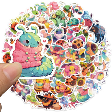 50pcs Cute Cartoon Bee Spider Ladybug Insect Stickers For Kids Luggage Laptop Water Bottle Diary Phone Vinyl Bicycle Decals (Online Order Only)