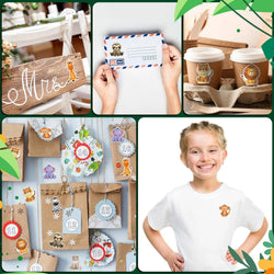 500Pcs /1 Rolls 2.5cm/1inch Fox Rabbit Lion Tiger Sticker Decoration Gift Box Sticker Label Stationery Sticker (ONLINE ORDER ONLY)