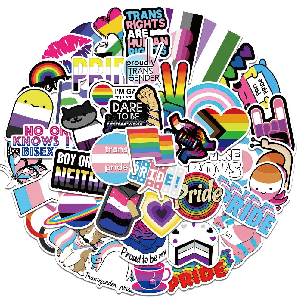 LGBT Pride Cartoon Stickers Pack for Laptop, Luggage, Skateboard, Kid Toys (Online Order Only)
