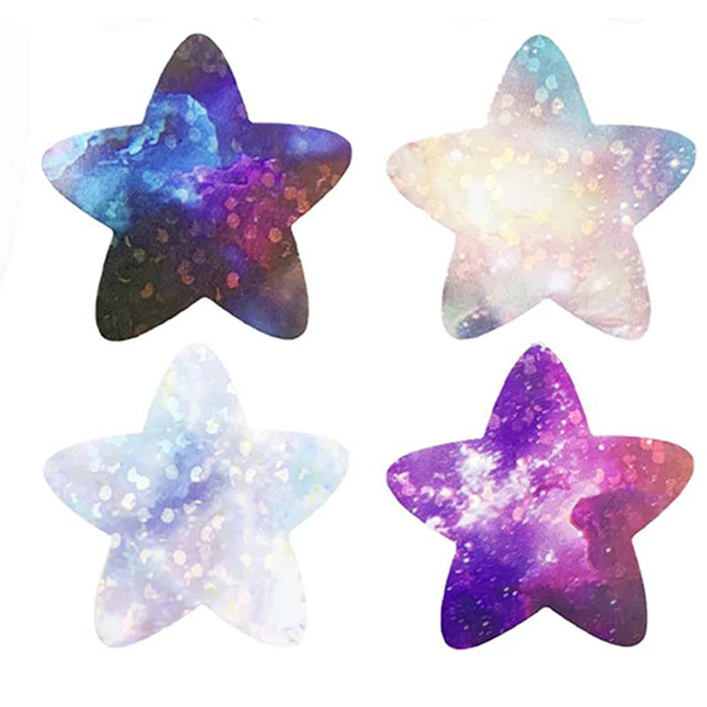 100-500pcs Laser Gold Foil Self-adhesive Star Stickers Reward Chart Decorative Toy Gifts Sticker Labels 1 Inch (ONLINE ORDER ONLY)