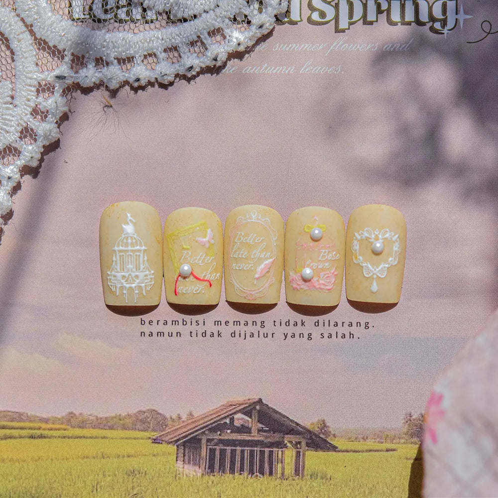 Dreamy Lace Swan Bowknot Rose Flower Castle Butterfly Feather Heart Chic Adhesive Nail Art Stickers Manicure Decals Wholesale (ONLINE ORDER ONLY)